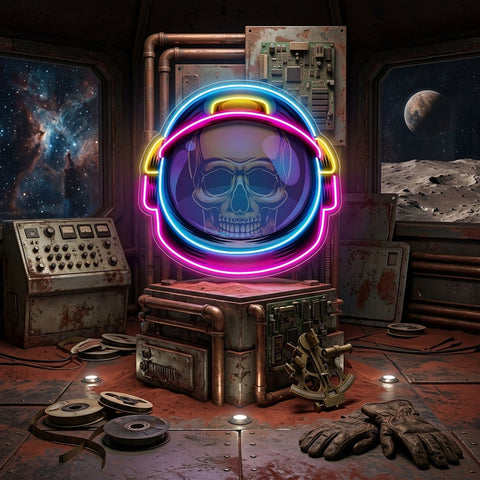 Colorful Astronaut Skull LED Neon Sign Light Pop Art