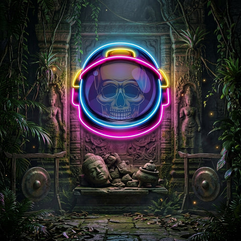 Colorful Astronaut Skull LED Neon Sign Light Pop Art