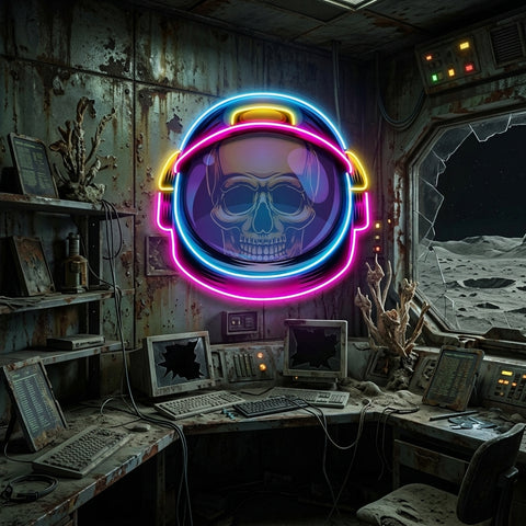 Colorful Astronaut Skull LED Neon Sign Light Pop Art