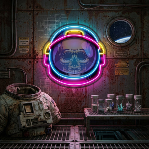 Colorful Astronaut Skull LED Neon Sign Light Pop Art