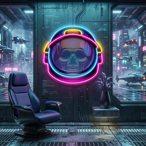 Colorful Astronaut Skull LED Neon Sign Light Pop Art
