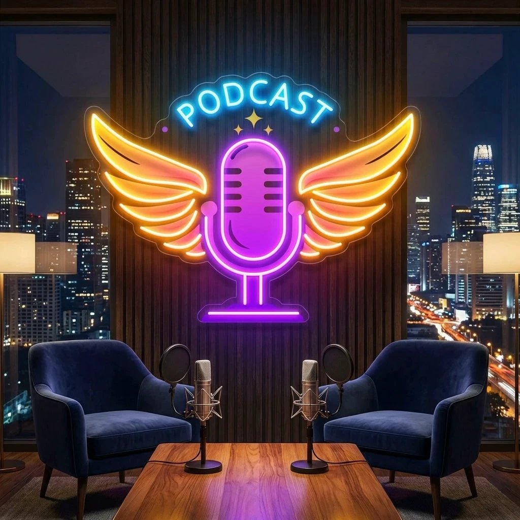 Custom Name Podcast LED Neon Light - Custom Artwork for Studio Decor