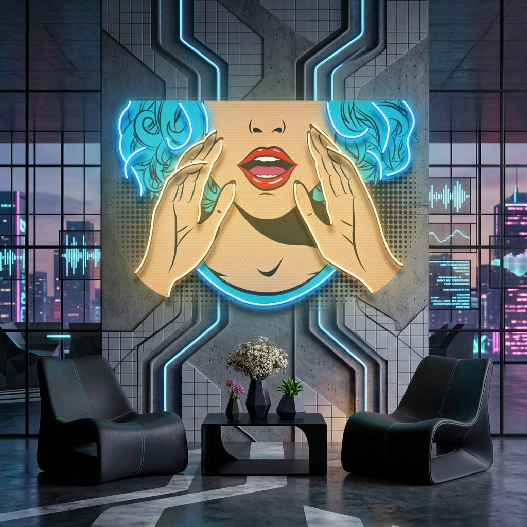 Comic Book Girl LED Neon Sign Light Pop Art
