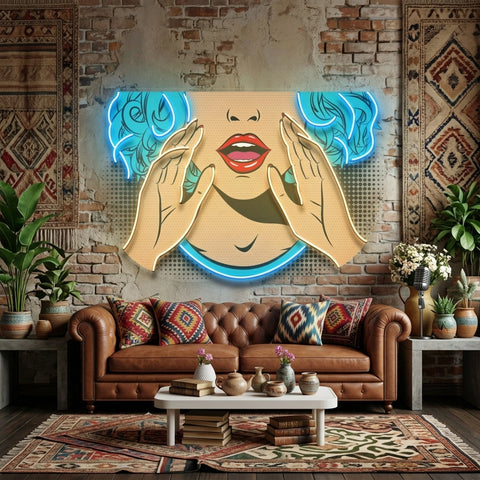 Comic Book Girl LED Neon Sign Light Pop Art
