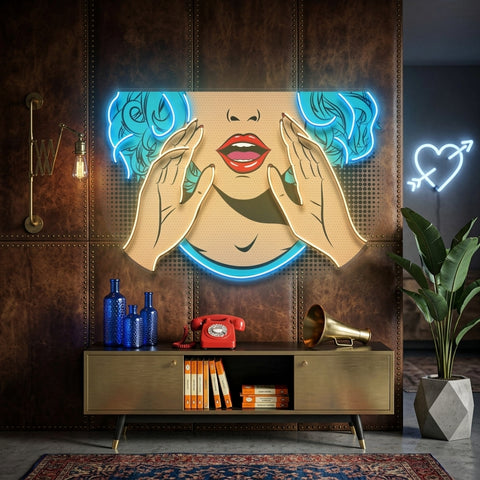 Comic Book Girl LED Neon Sign Light Pop Art