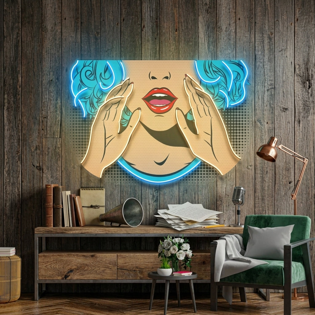 Comic Book Girl LED Neon Sign Light Pop Art