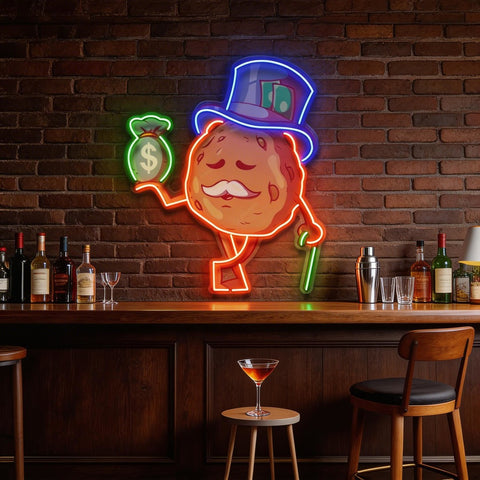 Cookie Fortune With a Bag of Money LED Neon Sign Light Pop Art