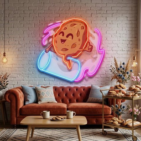 Cookie Riding a Glass LED Neon Sign Light Pop Art