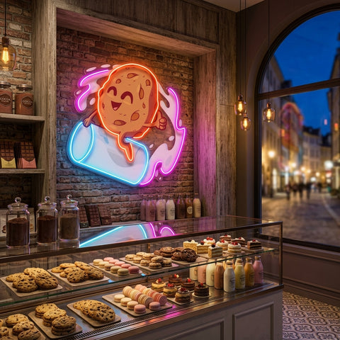 Cookie Riding a Glass LED Neon Sign Light Pop Art