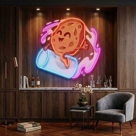 Cookie Riding a Glass LED Neon Sign Light Pop Art
