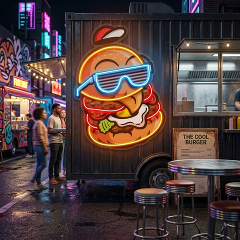Cool Hamburger LED Neon Sign Light Pop Art