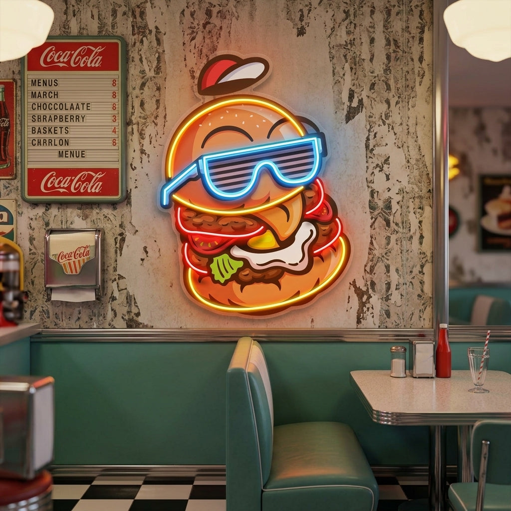 Cool Hamburger LED Neon Sign Light Pop Art
