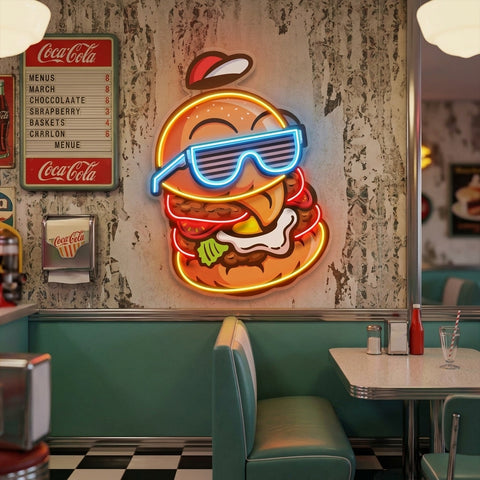 Cool Hamburger LED Neon Sign Light Pop Art