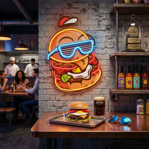 Cool Hamburger LED Neon Sign Light Pop Art
