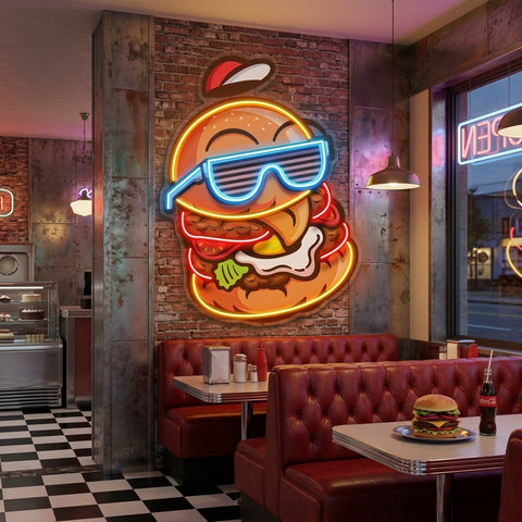 Cool Hamburger LED Neon Sign Light Pop Art