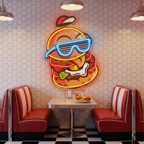 Cool Hamburger LED Neon Sign Light Pop Art
