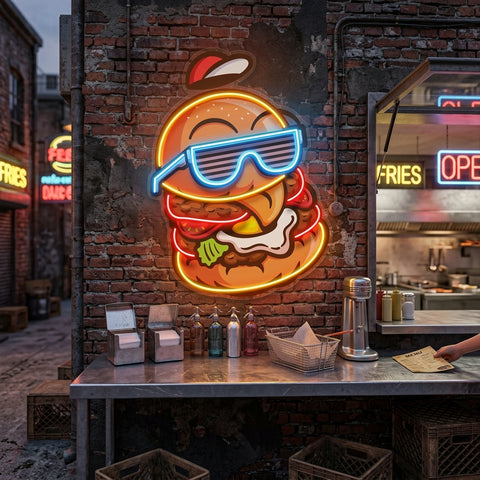 Cool Hamburger LED Neon Sign Light Pop Art