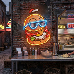 Cool Hamburger LED Neon Sign Light Pop Art