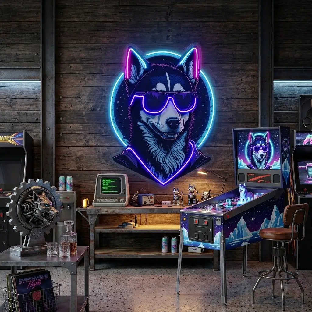 Cool Husky LED Neon Sign Light Pop Art