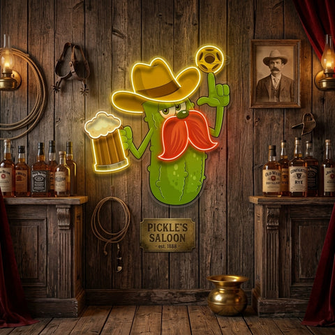 Cowboy Pickle Cartoon LED Neon Sign Light Pop Art
