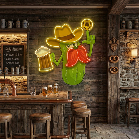 Cowboy Pickle Cartoon LED Neon Sign Light Pop Art