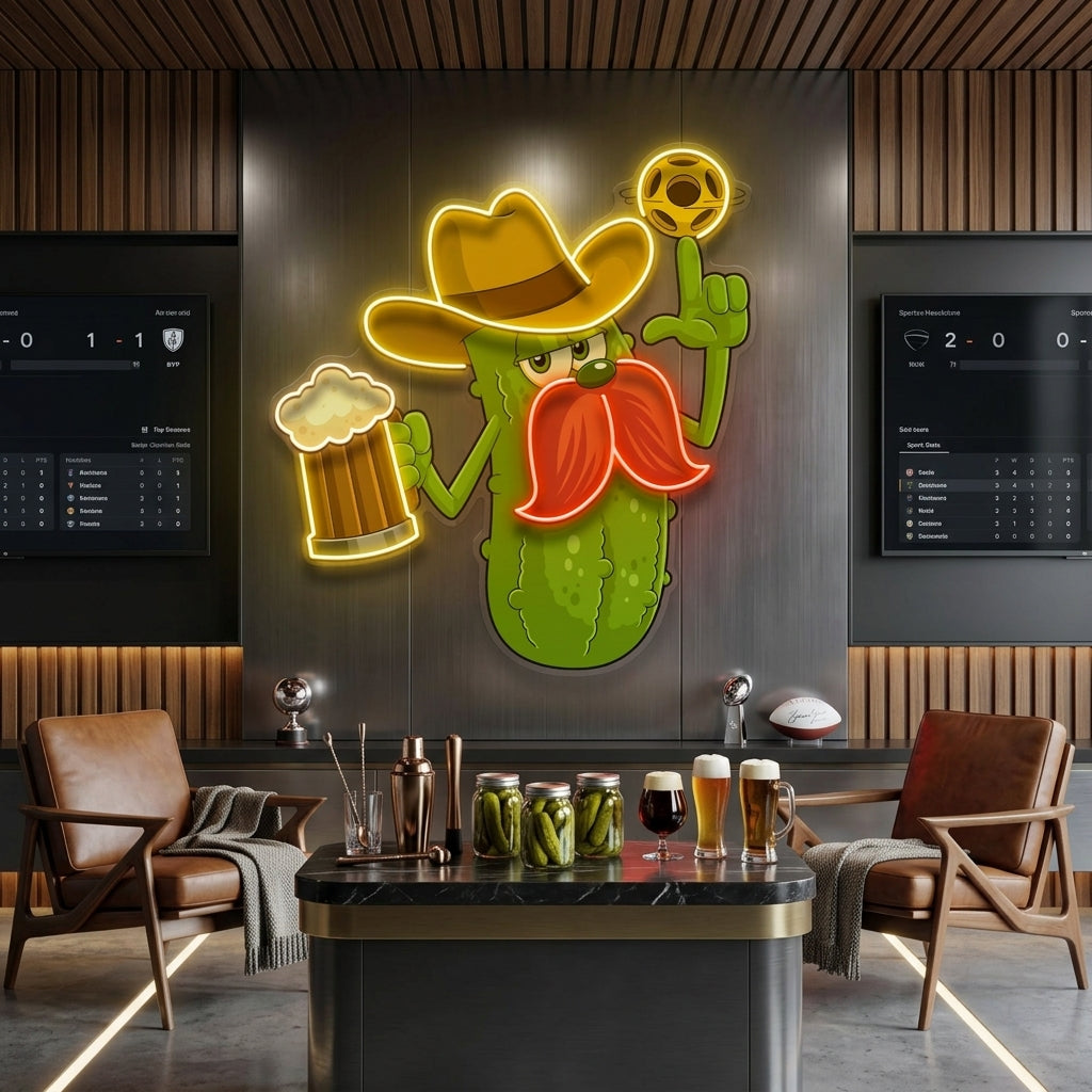 Cowboy Pickle Cartoon LED Neon Sign Light Pop Art