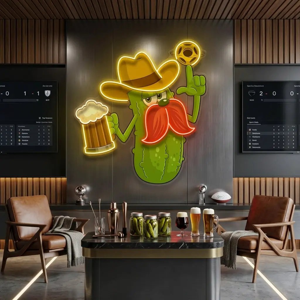 Cowboy Pickle Cartoon LED Neon Sign Light Pop Art