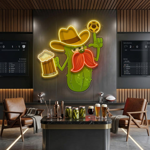 Cowboy Pickle Cartoon LED Neon Sign Light Pop Art