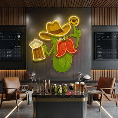 Cowboy Pickle Cartoon LED Neon Sign Light Pop Art