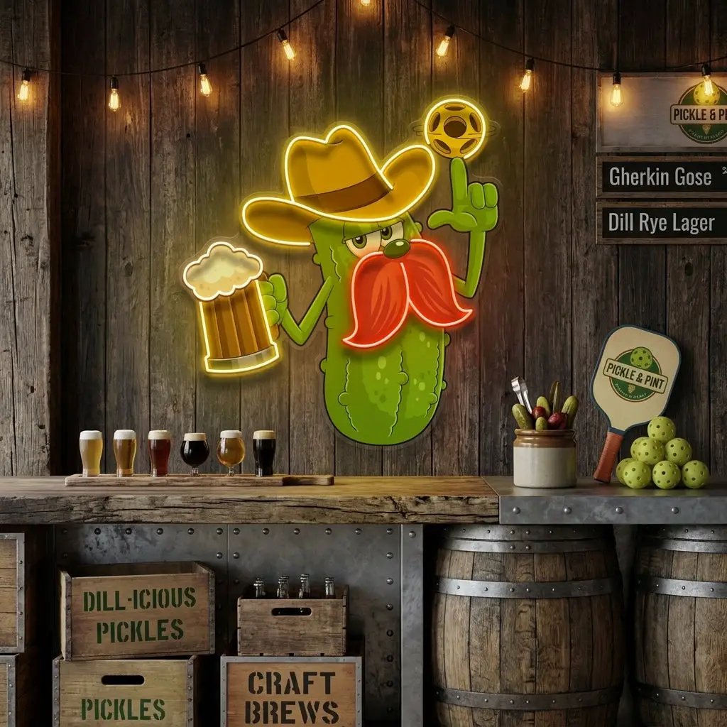Cowboy Pickle Cartoon LED Neon Sign Light Pop Art
