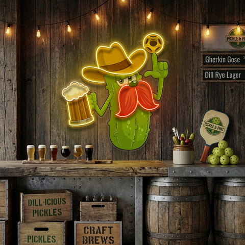 Cowboy Pickle Cartoon LED Neon Sign Light Pop Art