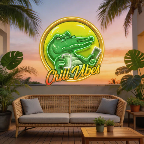 Crocodile Character Badge LED Neon Sign Light Pop Art