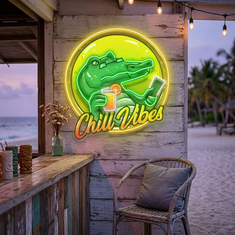Crocodile Character Badge LED Neon Sign Light Pop Art