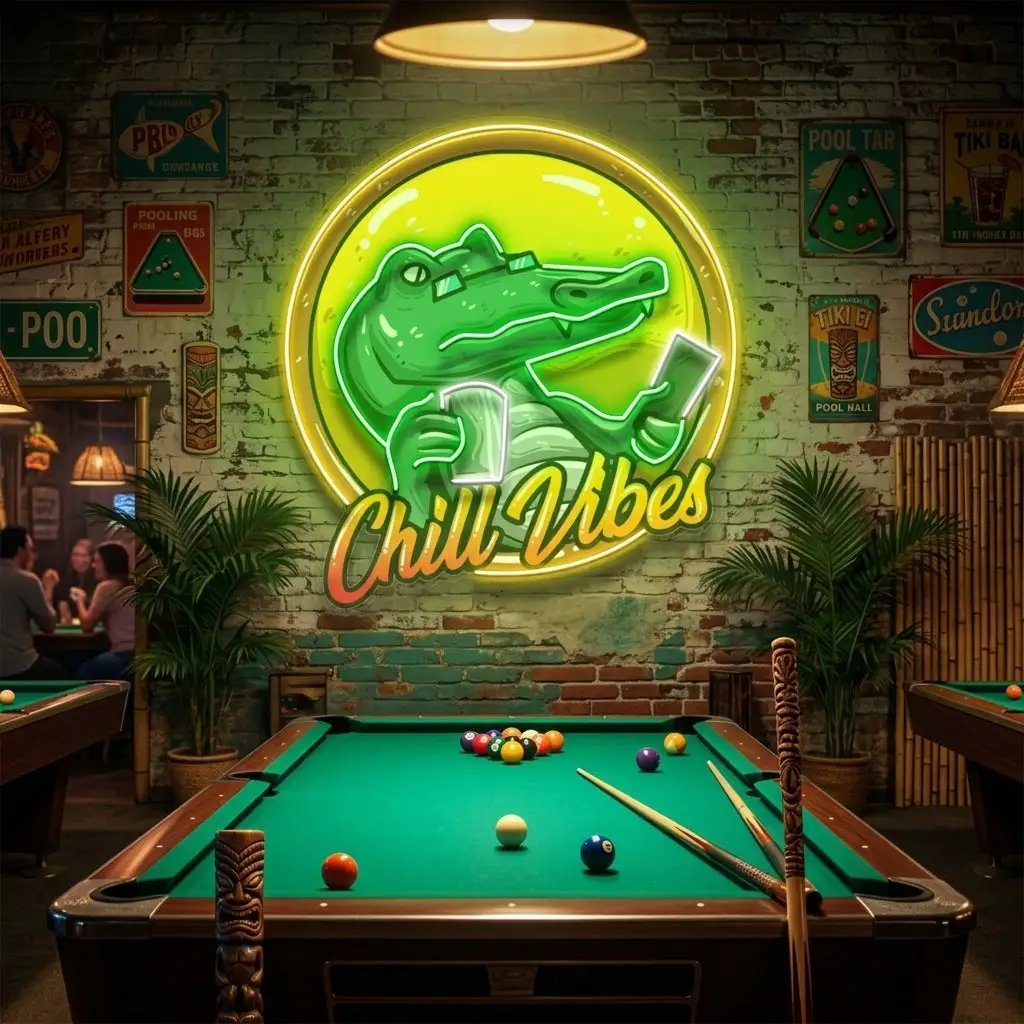 Crocodile Character Badge LED Neon Sign Light Pop Art