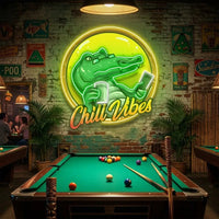 Crocodile Character Badge LED Neon Sign Light Pop Art