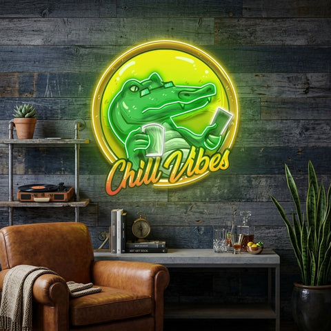 Crocodile Character Badge LED Neon Sign Light Pop Art