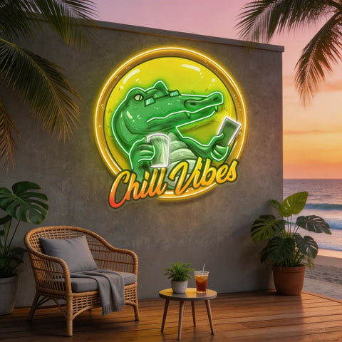 Crocodile Character Badge LED Neon Sign Light Pop Art