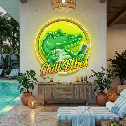 Crocodile Character Badge LED Neon Sign Light Pop Art