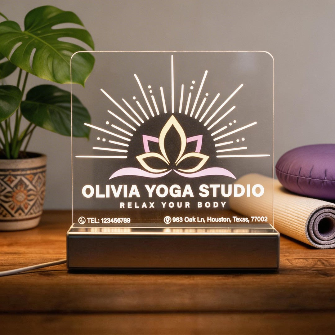 Custom Yoga Studio Night Light with Lotus SGTN047