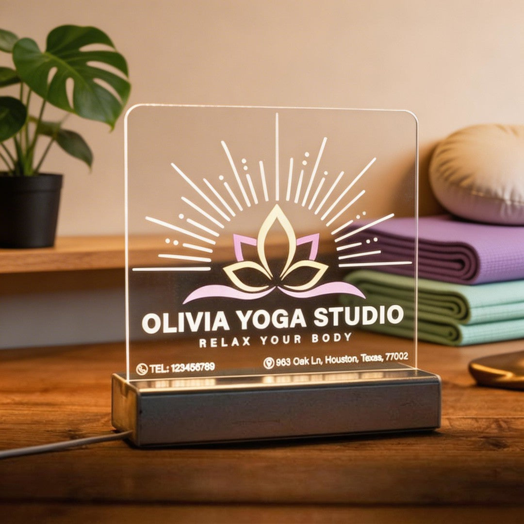 Custom Yoga Studio Night Light with Lotus SGTN047