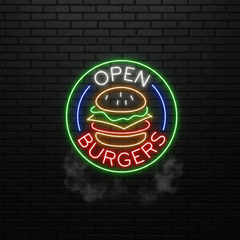 Burger Shop Open Led Neon Sign