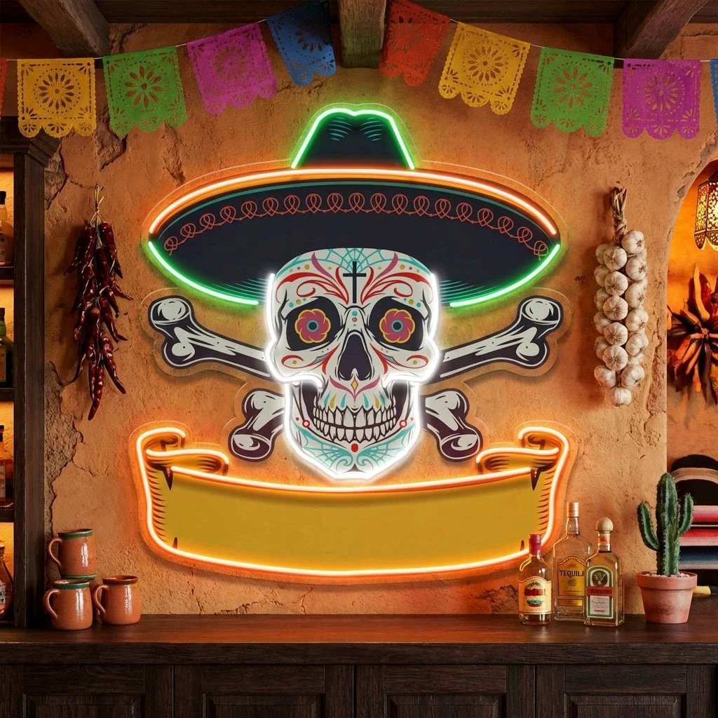 Custom Name Day Of Dead Mexican Artwork Led Neon Sign Light