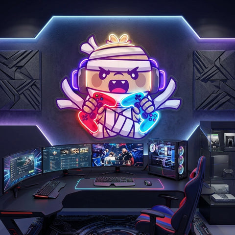 Cute Mummy Gaming LED Neon Sign Light Pop Art