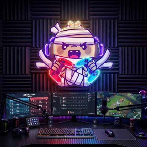 Cute Mummy Gaming LED Neon Sign Light Pop Art