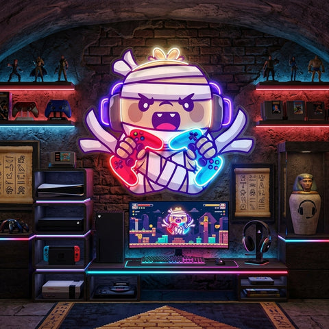Cute Mummy Gaming LED Neon Sign Light Pop Art