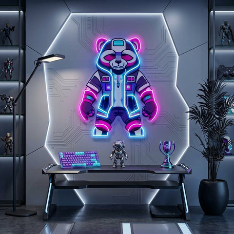 Cyborg Panda LED Neon Sign Light Pop Art