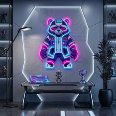 Cyborg Panda LED Neon Sign Light Pop Art