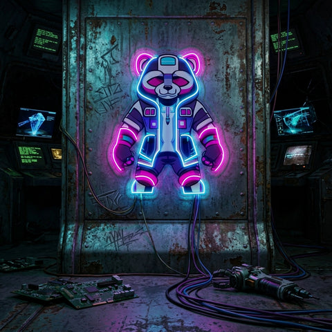 Cyborg Panda LED Neon Sign Light Pop Art