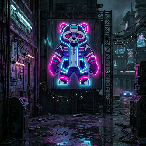 Cyborg Panda LED Neon Sign Light Pop Art