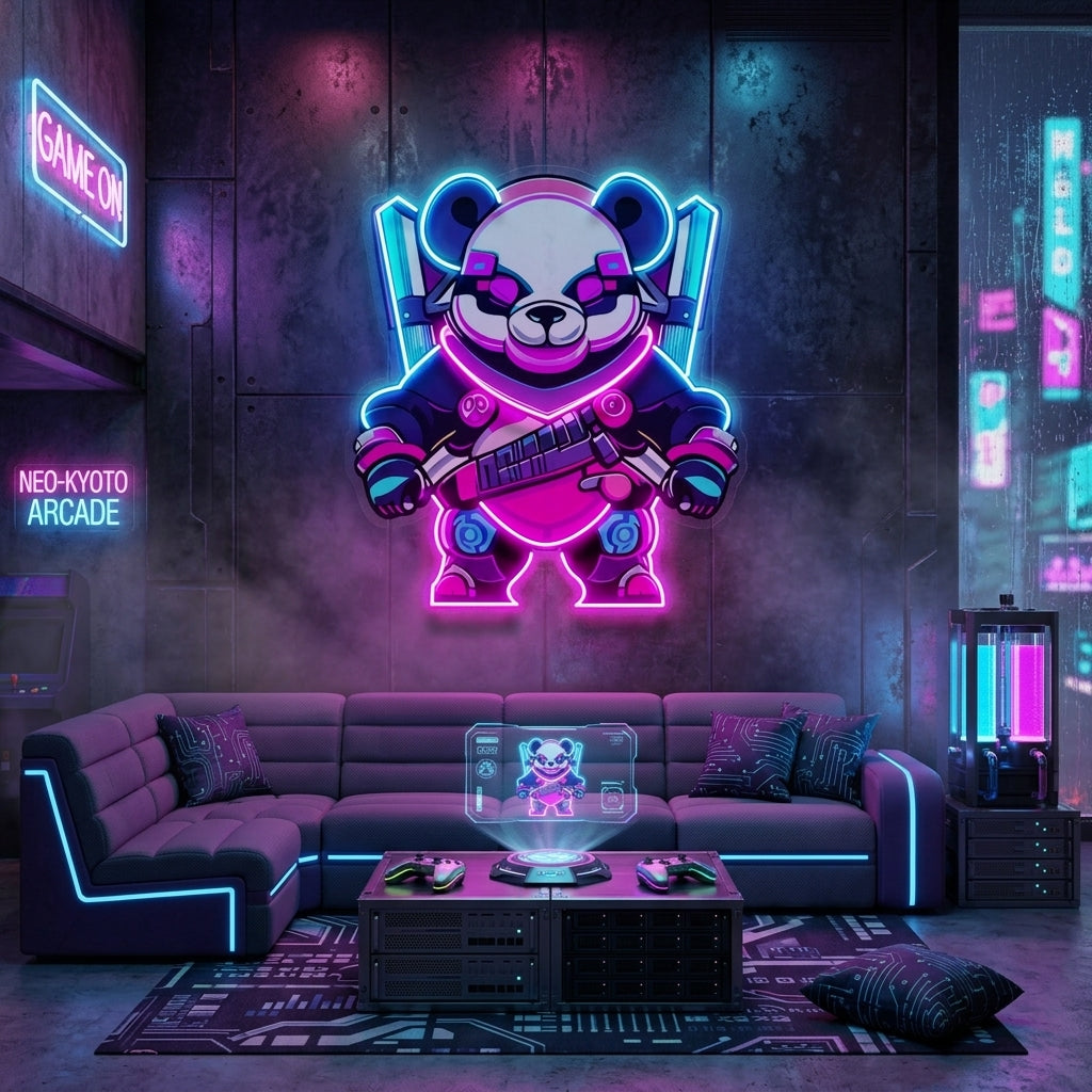 Panda Warrior LED Neon Sign Light Pop Art